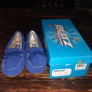 NIB Blue Moccasins